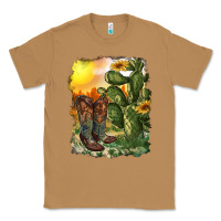 Toasted Coconut western boots with cactus and desert Classic Tee - RanaPortraitStore