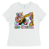 White Egg Cavator Easter Ladies Tee - BundleAndBundleShop