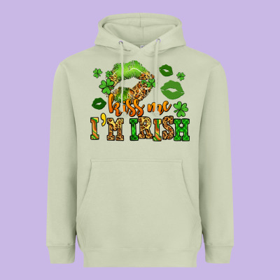 Kiss Me Im Irish St Patricks Lip Stain Heavyweight Hoodie Designed By Lillyallendesigns
