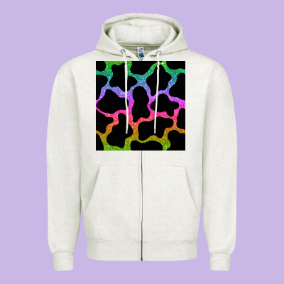 Cow Glitter Seamless Pattern Zipper Hoodie Designed By Bundleandbundleshop