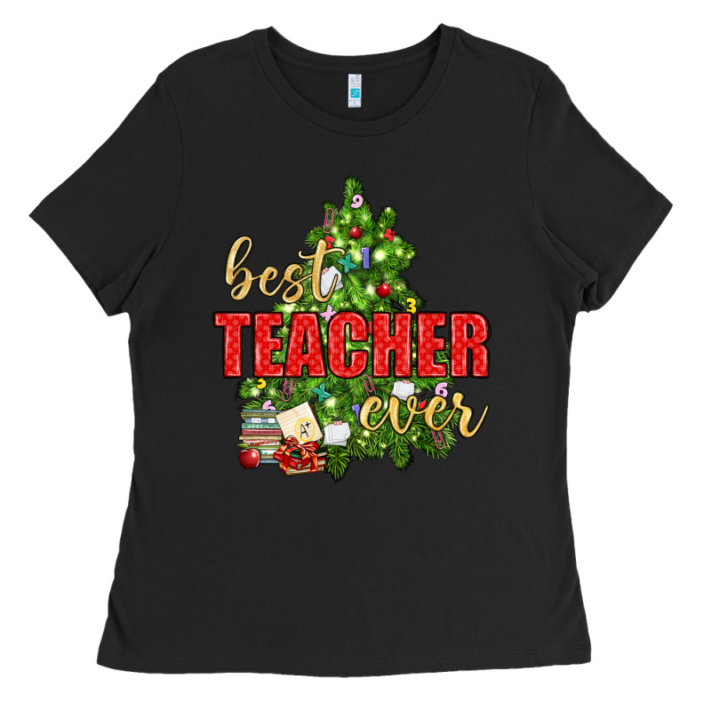 Best Teacher Ever With Christmas Tree Ladies Tee by BundleAndBundleShop | Teevron