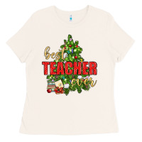 Bone Best Teacher Ever With Christmas Tree Ladies Tee - BundleAndBundleShop