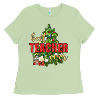 Matcha Best Teacher Ever With Christmas Tree Ladies Tee - BundleAndBundleShop