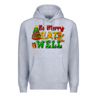 Heather Grey be merry eat well Premium Hoodie - FaDigitalArtStudio