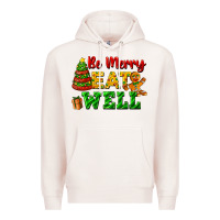 Pale Pink be merry eat well Premium Hoodie - FaDigitalArtStudio
