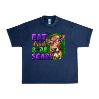 Navy Eat Drink and Be Scary with Halloween Urban Heavy Tee - texasbilliewilder