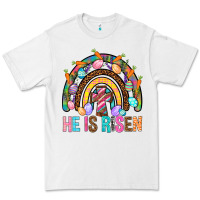 White He Is Risen Rainbow Premium Tee - BundleAndBundleShop