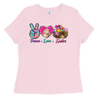 Bubblegum Pink Peace Love Easter Ladies Tee - BundleAndBundleShop