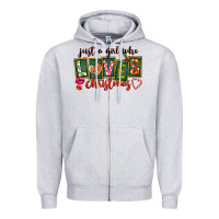 Heather Grey Just A Girl Who Loves Christmas Zipper Hoodie - FaDigitalArtStudio