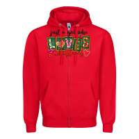 Red Just A Girl Who Loves Christmas Zipper Hoodie - FaDigitalArtStudio