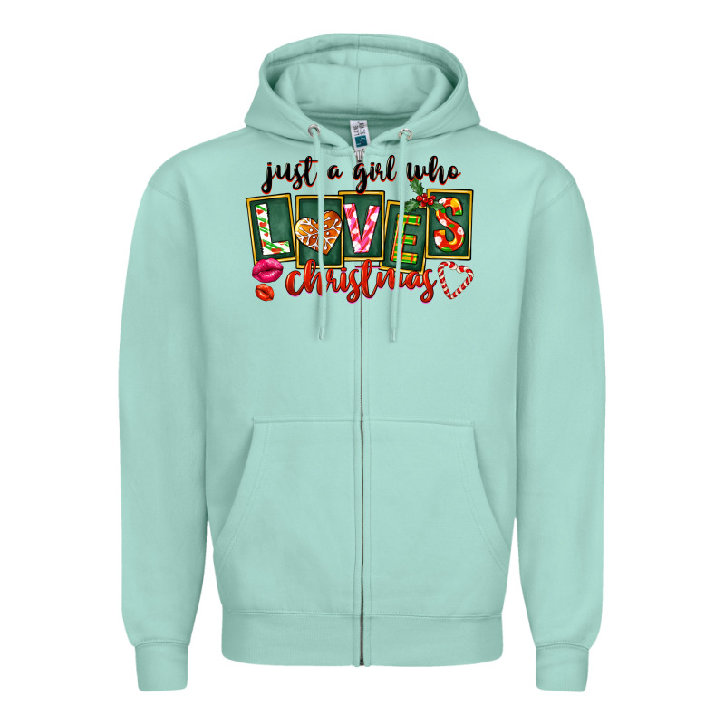 Just A Girl Who Loves Christmas Zipper Hoodie by FaDigitalArtStudio | Teevron