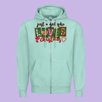 Just A Girl Who Loves Christmas Zipper Hoodie Designed By Fadigitalartstudio