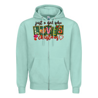 Seafoam Just A Girl Who Loves Christmas Zipper Hoodie - FaDigitalArtStudio