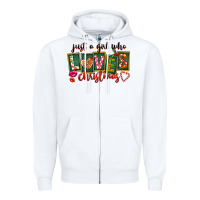 White Just A Girl Who Loves Christmas Zipper Hoodie - FaDigitalArtStudio
