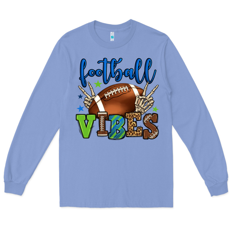 Football Vibes Green And Blue Long Sleeve Tee by HowdyJamesFarm | Teevron