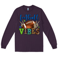Plum Football vibes green and blue Long Sleeve Tee - HowdyJamesFarm