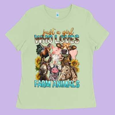 Just A Girl Who Loves Farm Animals Ladies Tee Designed By Bundleandbundleshop