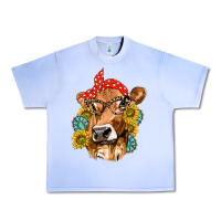 Grape Ice Western Cow with Sunflowers and Gemstone Urban Heavy Tee - texasbilliewilder