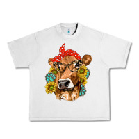 Lunar Rock Western Cow with Sunflowers and Gemstone Urban Heavy Tee - texasbilliewilder