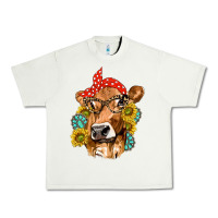 Pistachio Western Cow with Sunflowers and Gemstone Urban Heavy Tee - texasbilliewilder