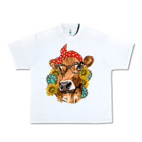 Western Cow With Sunflowers And Gemstone Urban Heavy Tee | Teevron