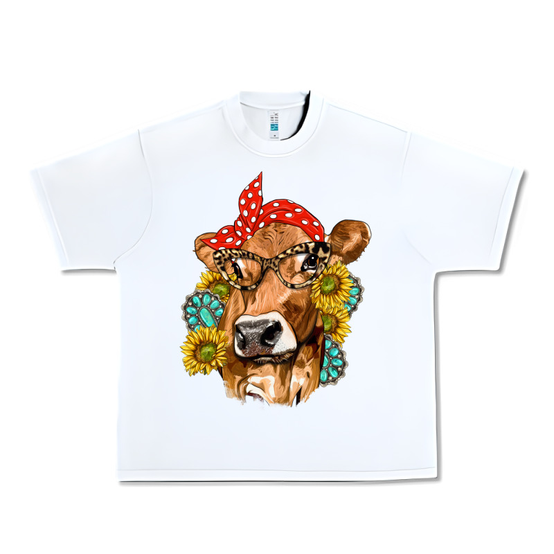 Western Cow With Sunflowers And Gemstone Urban Heavy Tee by texasbilliewilder | Teevron
