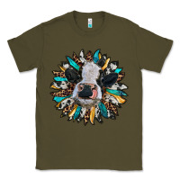 Army Green baby cow with sunflower Classic Tee - RanaPortraitStore
