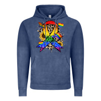 Vintage Denim Pride ribbon Vintage Hoodie - NancyCooperArtShop