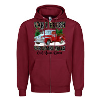 Burgundy Farm Fresh Christmas Trees Cut Your Own Zipper Hoodie - FaDigitalArtStudio