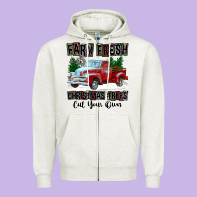 Farm Fresh Christmas Trees Cut Your Own Zipper Hoodie Designed By Fadigitalartstudio