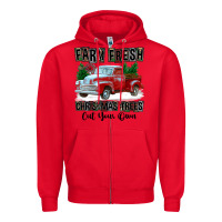 Red Farm Fresh Christmas Trees Cut Your Own Zipper Hoodie - FaDigitalArtStudio