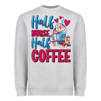 Heather Grey Half Nurse Half Coffee Heavyweight Sweatshirt - FaDigitalArtStudio