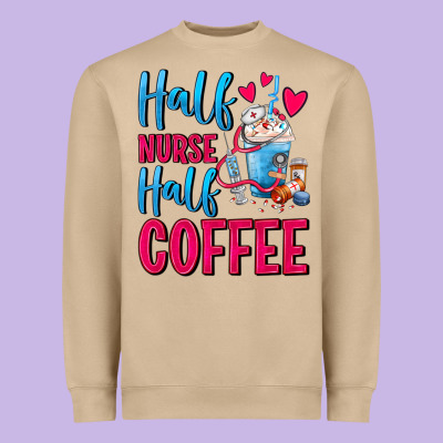 Half Nurse Half Coffee Heavyweight Sweatshirt Designed By Fadigitalartstudio