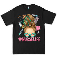 Black blonde messy bun nurse life Premium Tee - RanaPortraitStore