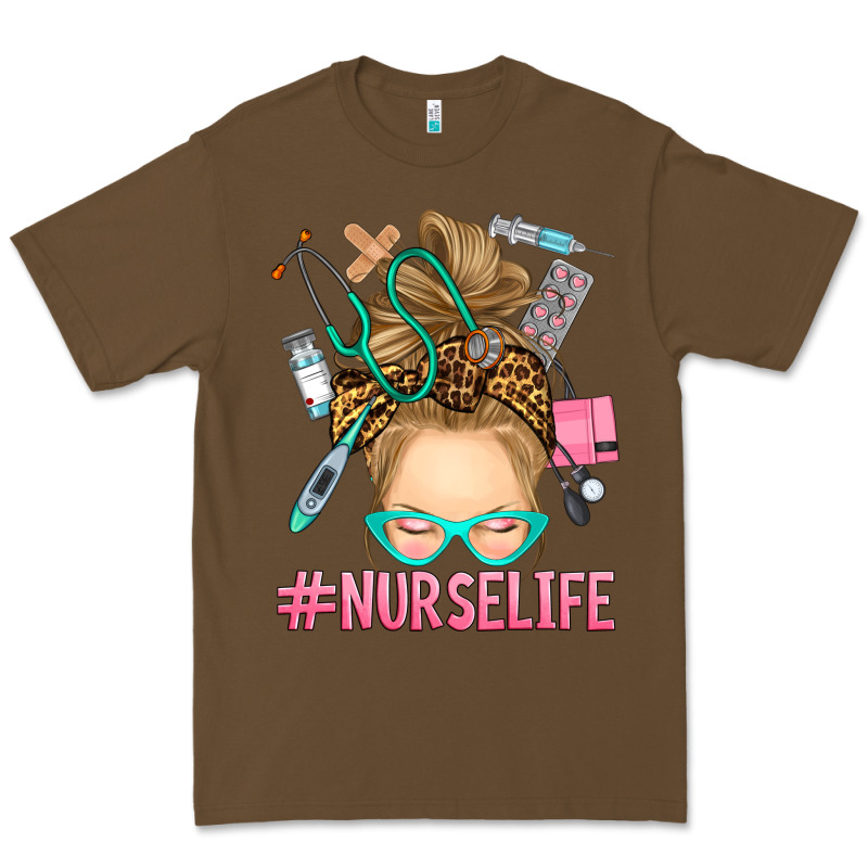 Blonde Messy Bun Nurse Life Premium Tee by RanaPortraitStore | Teevron