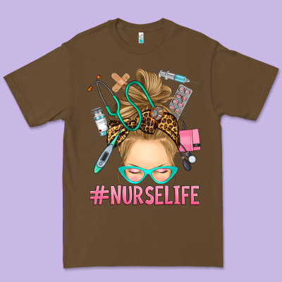 Blonde Messy Bun Nurse Life Premium Tee Designed By Ranaportraitstore