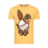 Vintage Mustard Baseball Easter Bunny Vintage Tee - NancyCooperArtShop