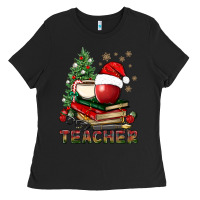 Black Teacher With Christmas Tree Ladies Tee - BundleAndBundleShop
