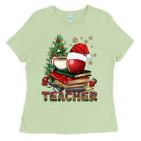 Matcha Teacher With Christmas Tree Ladies Tee - BundleAndBundleShop