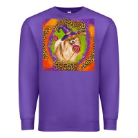 Purple Halloween Pomeranian Dog Premium Sweatshirt - LillyAllenDesigns