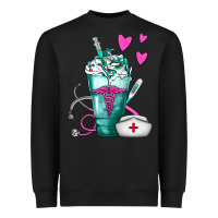 Black Nurse Frappe Heavyweight Sweatshirt - FaDigitalArtStudio