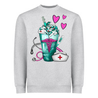 Heather Grey Nurse Frappe Heavyweight Sweatshirt - FaDigitalArtStudio