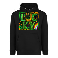 Black lucky horseshoe st patricks day leopard frame Heavyweight Hoodie - LillyAllenDesigns