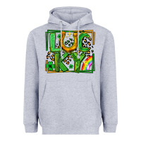 Heather Grey lucky horseshoe st patricks day leopard frame Heavyweight Hoodie - LillyAllenDesigns
