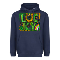 Navy lucky horseshoe st patricks day leopard frame Heavyweight Hoodie - LillyAllenDesigns