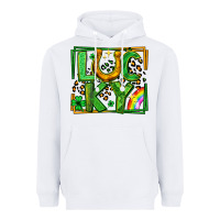 White lucky horseshoe st patricks day leopard frame Heavyweight Hoodie - LillyAllenDesigns