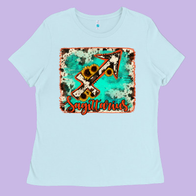 Sagittarius Turquoise Cowhide Ladies Tee Designed By Ranaportraitstore