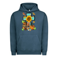 Pigment Midnight Navy western thankful cross pumpkin Urban Hoodie - BarkalooDesign