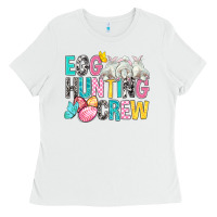White Egg Hunting Crew Easter Ladies Tee - BundleAndBundleShop
