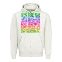 Oatmeal Heather watercolor rainbow tiger seamless pattern Zipper Hoodie - BundleAndBundleShop